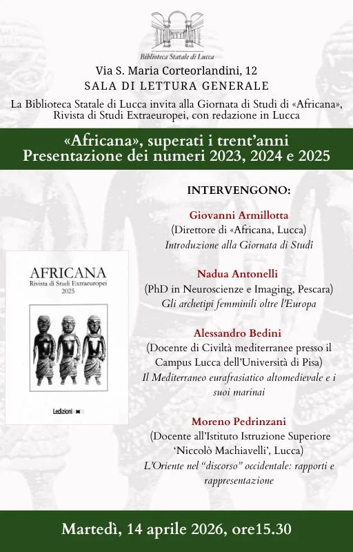 Presentazione della rivista «Africana» (annate 2023, 2024, 2025) – martedì 14 aprile 2026