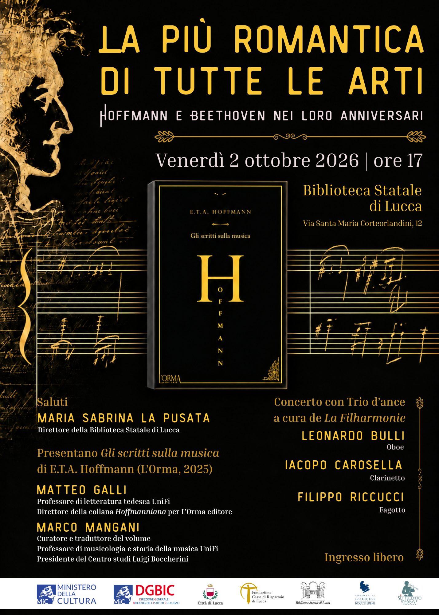 La più romantica di tutte le arti. Hoffmann e Beethoven nei loro anniversari – venerdì 2 ottobre 2026